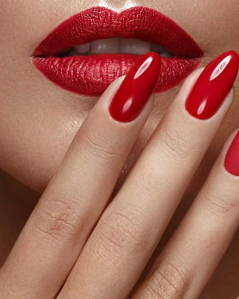 red lip and nails